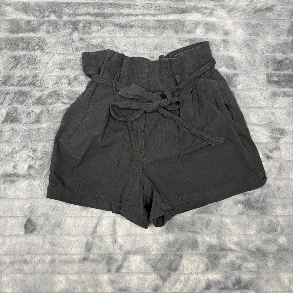 J.Crew Black Seersucker Paperbag Waist Shorts with Tie Belt Size 6